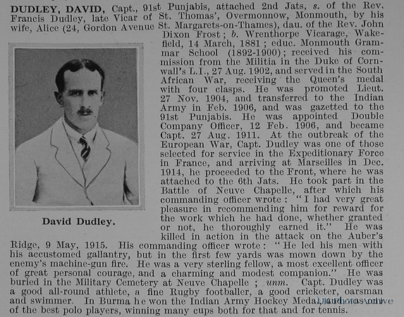 Dudley D Captain Indian Army Obit