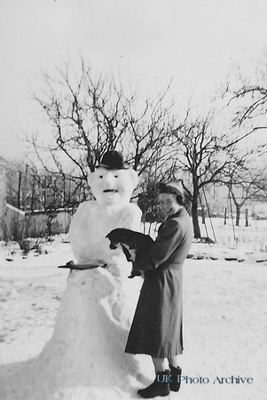 Building A Snowman In A Lincoln Garden Feb 1955