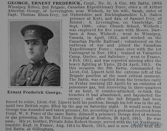 George E F Cpl 8th Canadian Expeditionary Force Obit