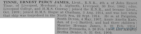 Tinne E P J Lt HMS Hogue Royal Naval Reserve