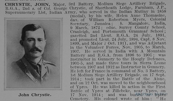 Chrystie J Major Royal Garrison Artillery Obit Part 1