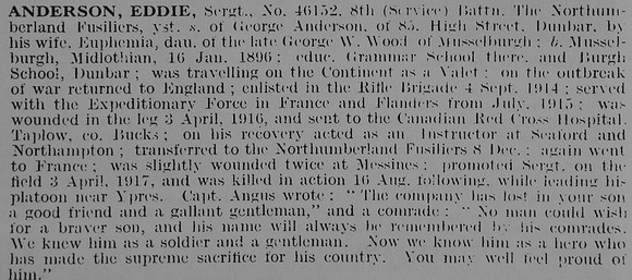 Anderson E Sergt 46152 8th Northumberland Fusiliers