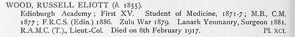 Wood R E Lt Col Royal Army Medical Corps Obit