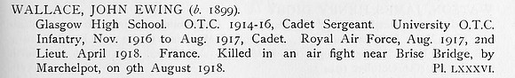 Wallace J E 2nd Lt Royal Air Force Obit