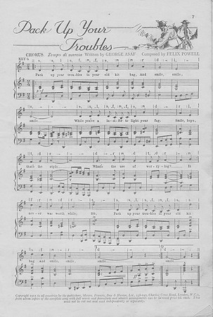 Sheet Music Pack Up Your Troubles In Your Old Kit Bag
