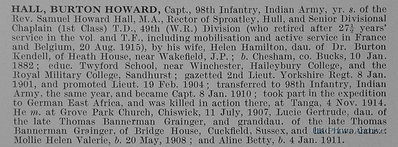 Hall B H Captain Indian Army Obit