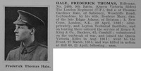 Hale F T Rfn 2466 9th London Regiment Obit