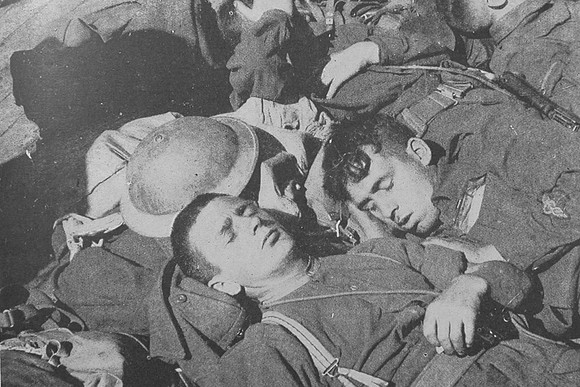 Weary Soldiers Fast Asleep After The Evacuation From Cherbourg Before The Germans Reached The Town On 18th June 1940