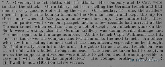 Helliwell J G Captain 1st Canadian Expeditionary Force Obit Part 2
