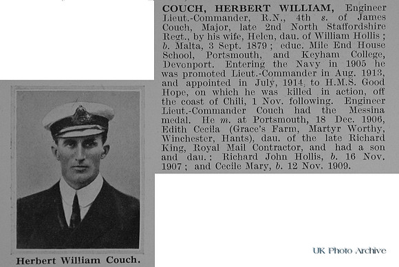 Couch H W Eng Lt Comm HMS Good Hope Royal Navy Obit