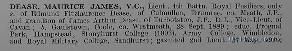 Dease M J Lt VC 4th Royal Fusiliers Obit Part 1