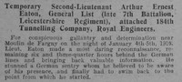 Eaton A E 2nd Lt DSO RE DSO Citation Graphic 22nd Jan 1916