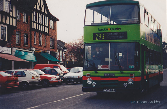 London And Country Dennis Dominator DDA1017/980 F609 RPG 293 Route Ewell Village 1990s