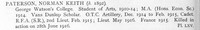 Paterson N K Lt Royal Field Artillery Obit