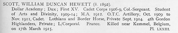 Scott W D H L/Cpl 4th Gordon Highlanders