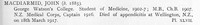 MacDiarmid J Captain New Zealand Medical Corps Obit