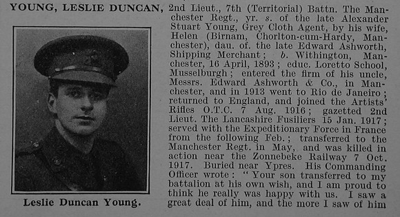 Young L D 2nd Lt 7th Manchester Regiment Obit Part 1 De Ruvignys Roll Of Honour Vol 4