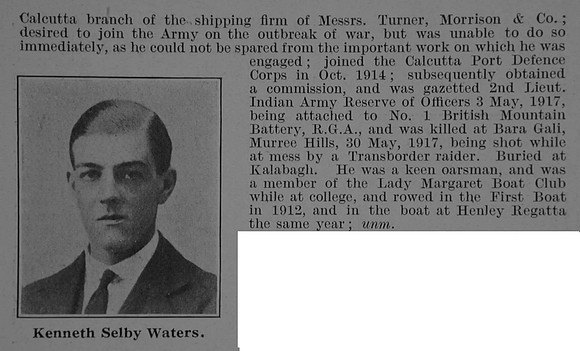 Waters K S 2nd Lt Indian Army Obit Part 2 De Ruvignys Roll Of Honour Vol 3