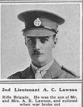 Lawson A C 2nd Lt Rifle Brigade The Sphere 15th Sep 1917