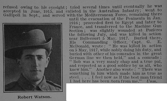 Watson R Cpl Australian Machine Gun Corps Obit Part 2 De Ruvignys Roll Of Honour Vol 3