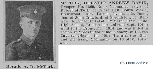 McTurk H A D Tpr 1269 Essex Yeomanry Obit