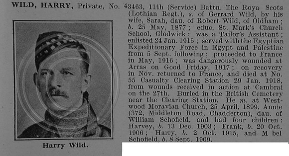 Wild H Pte 43463 11th Royal Scots Obit De Ruvignys Roll Of Honour Vol 4