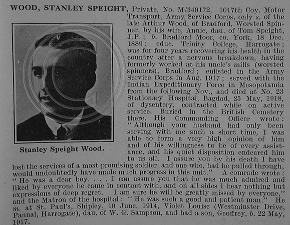Wood S S Pte M-340172 Army Service Corps Obit De Ruvignys Roll Of Honour Vol 4