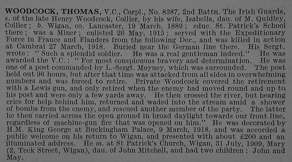 Woodcock T Cpl VC 8387 2nd Irish Guards Obit De Ruvignys Roll Of Honour Vol 4