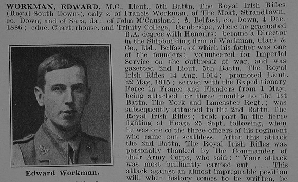 Workman E Lt MC 5th Royal Irish Rifles Obit Part 1 De Ruvignys Roll Of Honour Vol 3