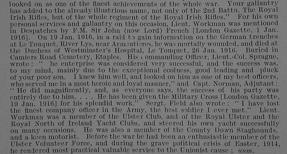 Workman E Lt MC 5th Royal Irish Rifles Obit Part 2 De Ruvignys Roll Of Honour Vol 3