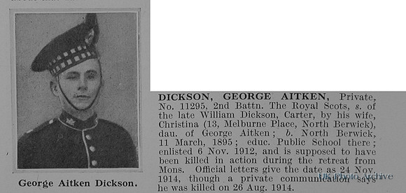 Dickson G A Pte 11295 2nd Royal Scots Obit