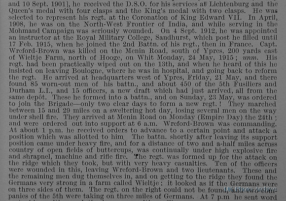 Wreford-Brown C Captain DSO 2nd Northumberland Fusiliers Obit Part 2 De Ruvignys Roll Of Honour Vol 1