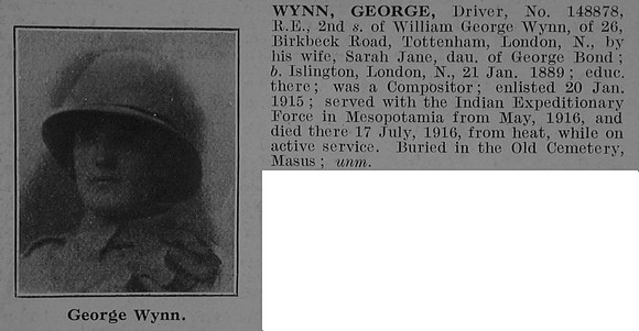 Wynn G Dvr 148878 Royal Engineers Obit De Ruvignys Roll Of Honour Vol 3