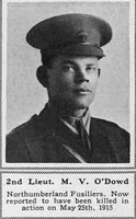 O'Dowd M V 2nd Lt 3rd Northumberland Fusiliers The Sphere 20th Jan 1917