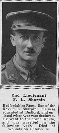 Sharpin F L 2nd Lt 9th Attd 8th Bedfordshire Regiment The Sphere 20th Jan 1917