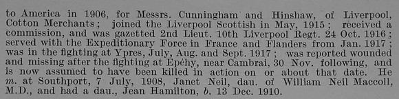 Bardswell H A 2nd Lt 10th KLR Obit Part 2 De Ruvignys Roll Of Honour Vol 5