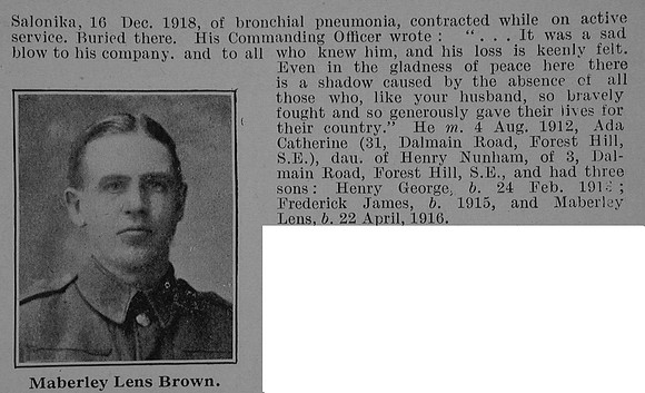 Brown M L Pte 74307 5th Durham Light Infantry Obit Part 2 De Ruvignys Roll Of Honour Vol 5