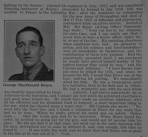 Bruce G M Lt 4th Attd 8th Argyll & Sutherland Highlanders Obit Part 2 De Ruvignys Roll Of Honour Vol 5