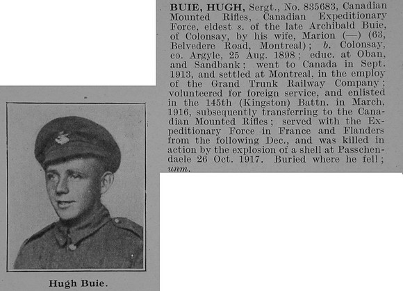 Buie H Sergt 4th Canadian Mounted Rifles Obit De Ruvignys Roll Of Honour Vol 5