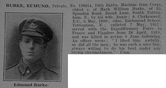 Burke E Pte 13614 Machine Gun Corps Obit De Ruvignys Roll Of Honour Vol 5