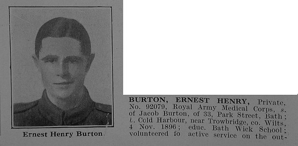 Burton E H Pte 92079 Royal Army Medical Corps Obit Part 1 De Ruvignys Roll Of Honour Vol 5