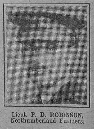 Robinson P D Captain 9th Northumberland Fusiliers The War Illustrated 19th August 1916