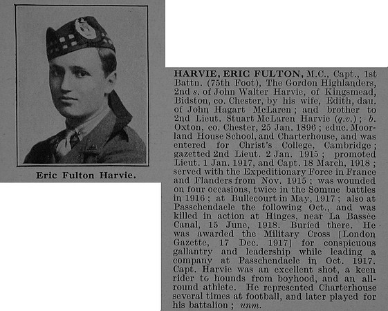 Harvie E F Captain MC 1st Gordon Highlanders Obit De Ruvignys Roll Of Honour Vol 5