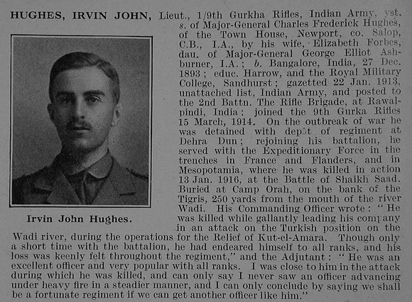 Hughes I J Lt Indian Army Obit De Ruvignys Roll Of Honour Vol 5