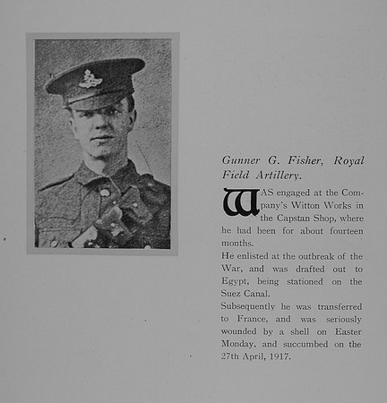 Fisher G Gnr Royal Field Artillery Obit The General Electrical Company Roll Of Honour