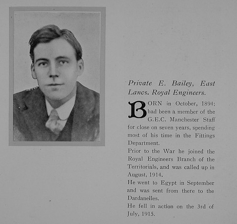 Bailey E Pte 971 Royal Engineers Obit General Electrical Company Roll Of Honour