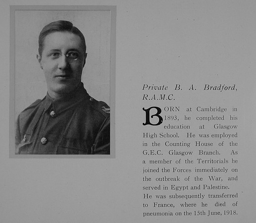 Bradford B A Pte 316027 Royal Army Medical Corps Obit General Electrical Company Roll Of Honour