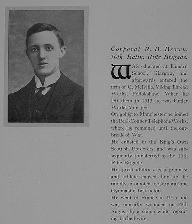 Brown R B Cpl S/1628 10th Rifle Brigade Obit General Electrical Company Roll Of Honour