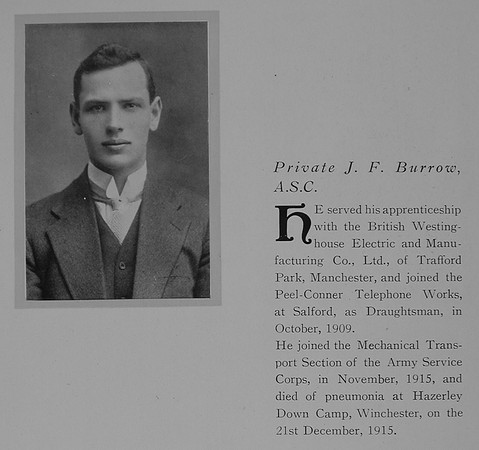 Burrow J F Pte M2/150458 Army Service Corps Obit General Electrical Company Roll Of Honour