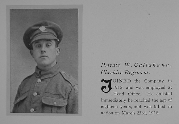 Callahann W Pte 292630 10th Cheshire Regiment Obit General Electrical Company Roll Of Honour